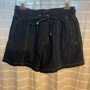Cinq a Sept Dark Blue Jean Shorts with Drawstring
